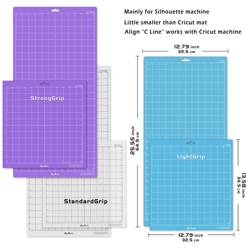 ReArt Cutting Mat Variety 6 Packs for Silhouette Cameo 4/3/2/1 - Strong Grip, Standard Grip, Light Grip, 12in x 12in x 3 Packs, 12in x 24in x 3 Packs. - Image 2